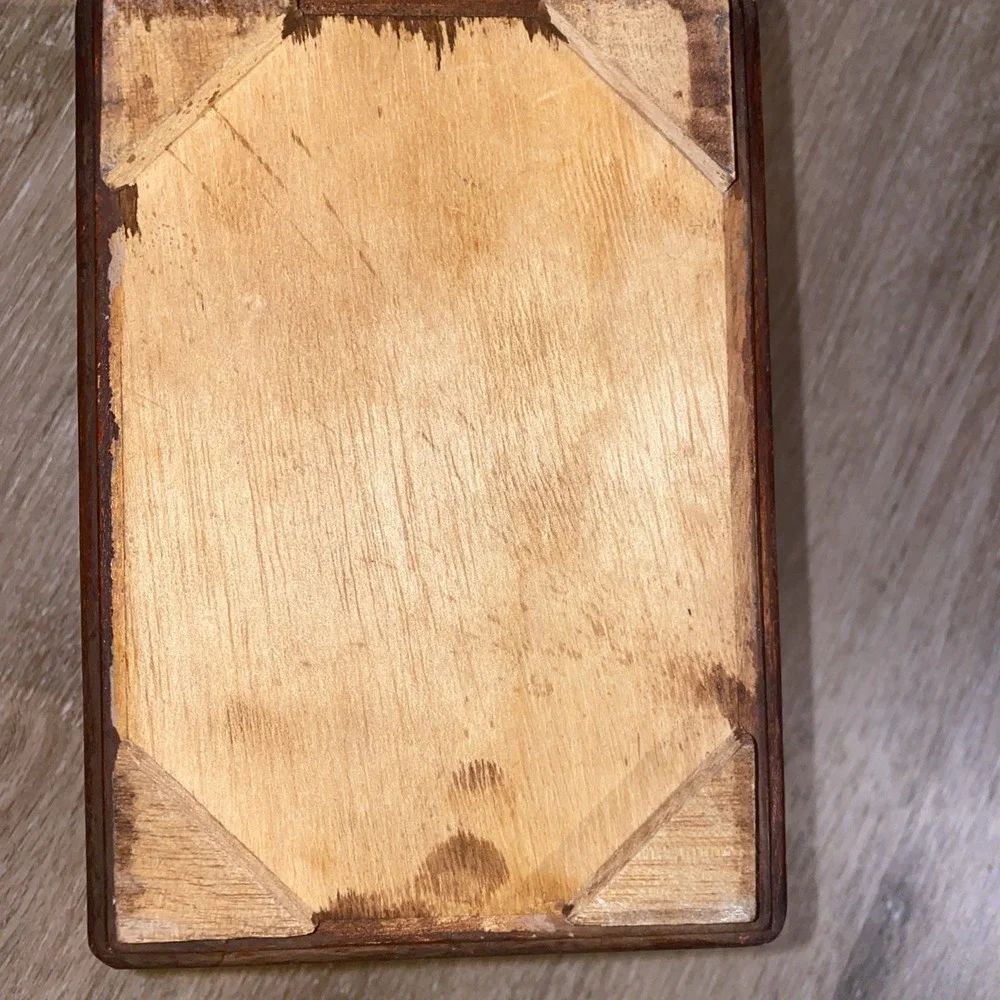 Vintage Handmade Peruvian Wood Jewelry Box with Woman and Moon Depiction